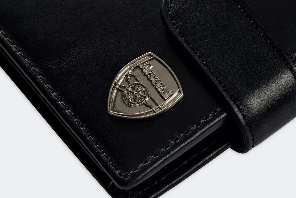 Arsenal Black Leather Wallet & Keyring Set