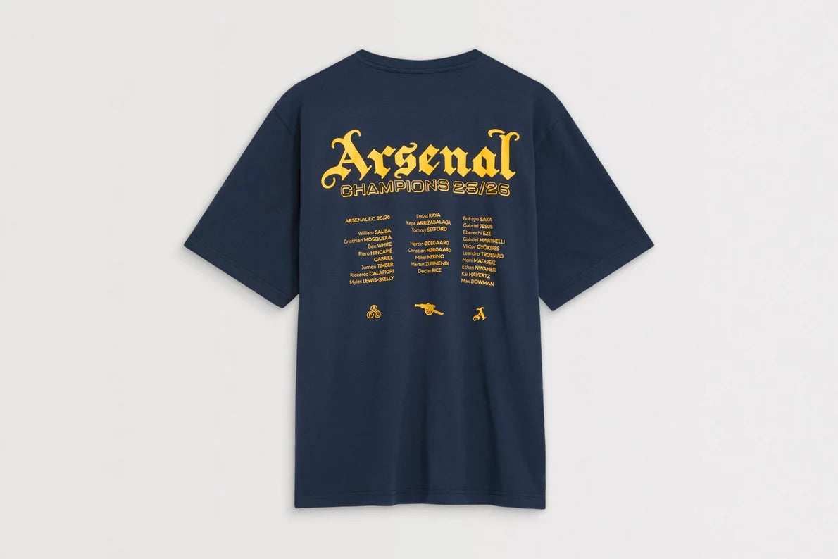 Arsenal Champions Squad 25/26 Navy Crew T-Shirt