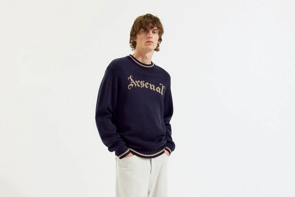 Arsenal Essentials Navy Gothic Knitted Crew Jumper