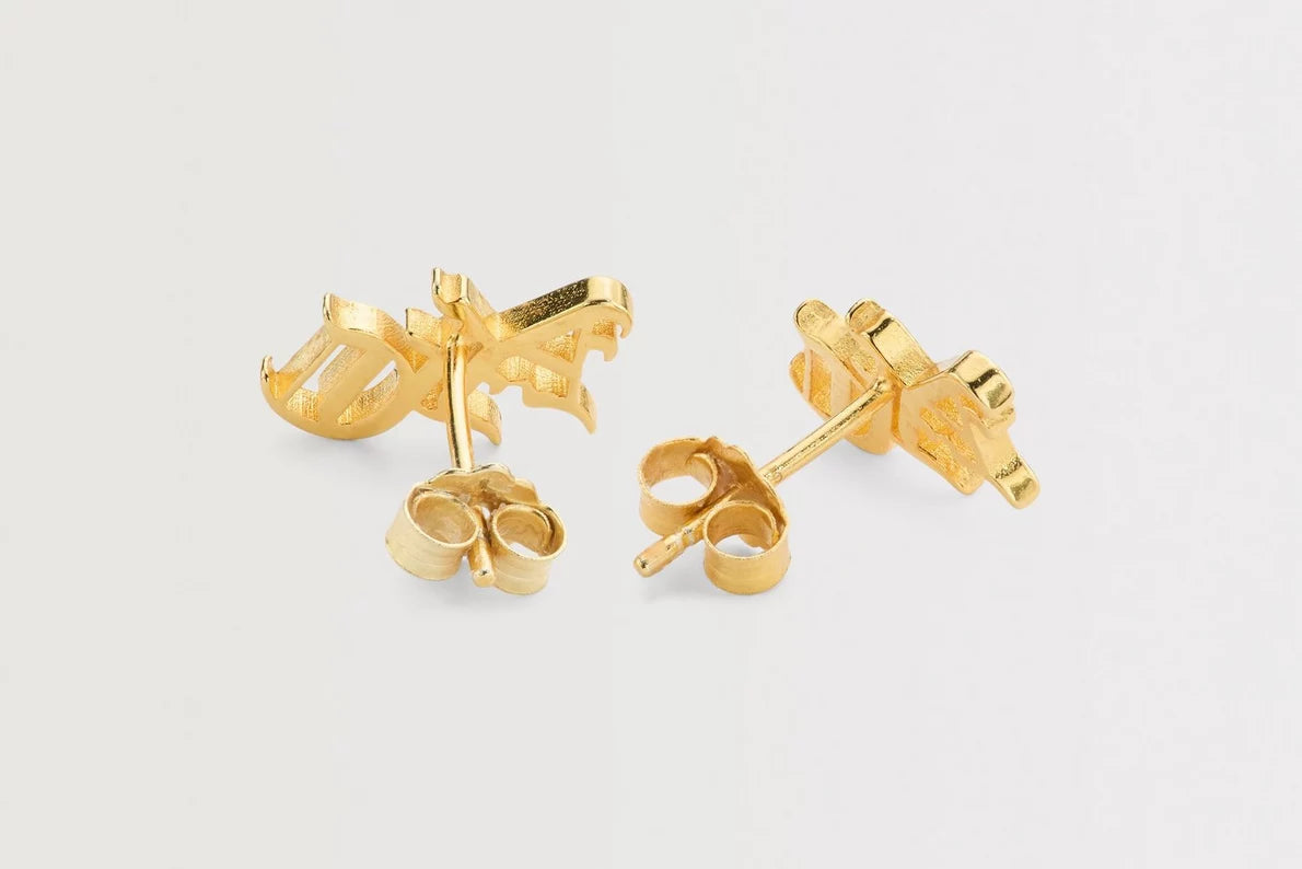 Arsenal 18ct Gold Plated Silver Gothic AFC Monogram Earrings