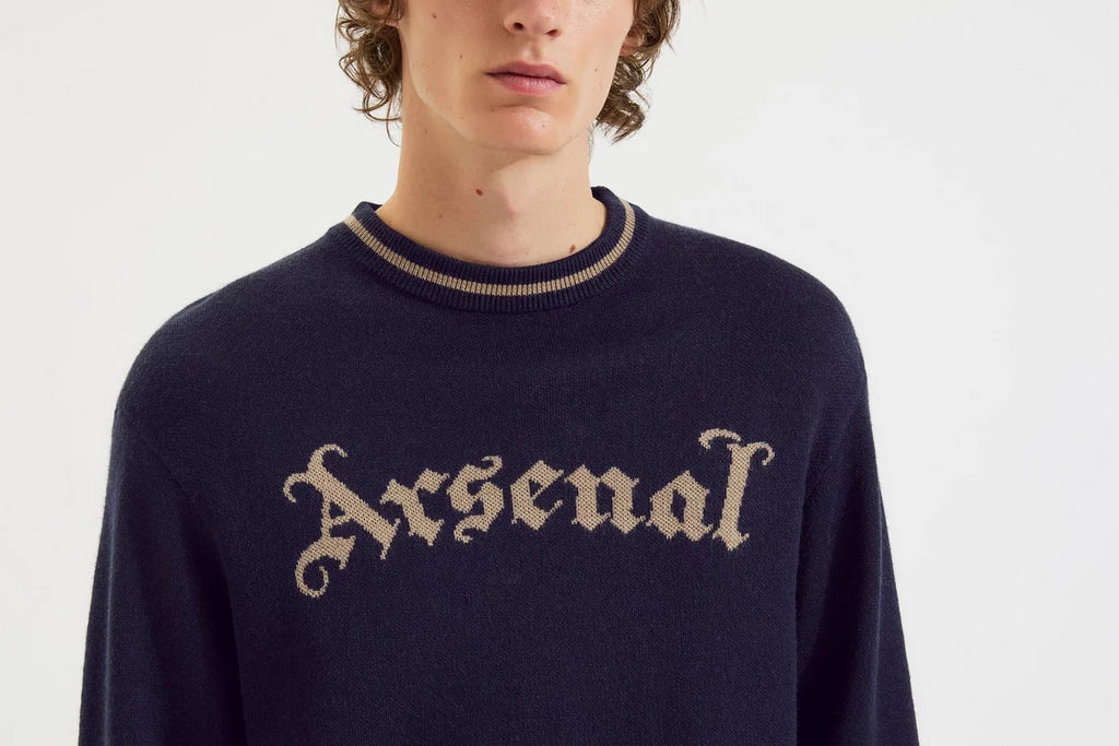 Arsenal Essentials Navy Gothic Knitted Crew Jumper