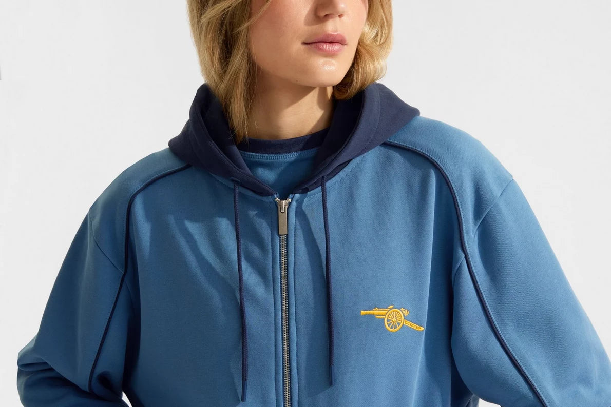 Arsenal Essentials Unisex Contrast Navy Zip Hoodie