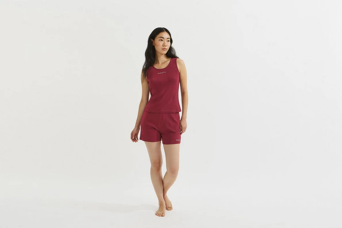 Arsenal Essentials Womens Burgundy Sleeveless Chapman Rib Lounge Short Set