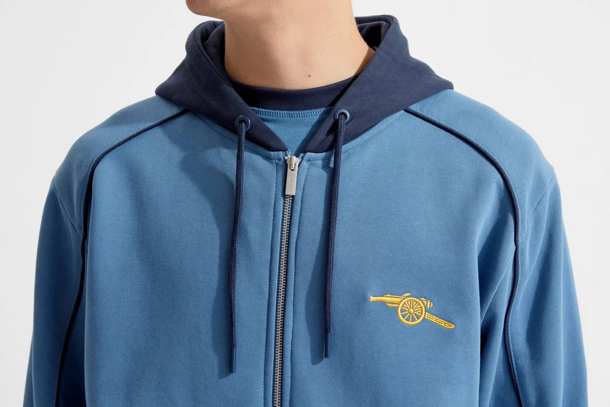 Arsenal Essentials Unisex Contrast Navy Zip Hoodie