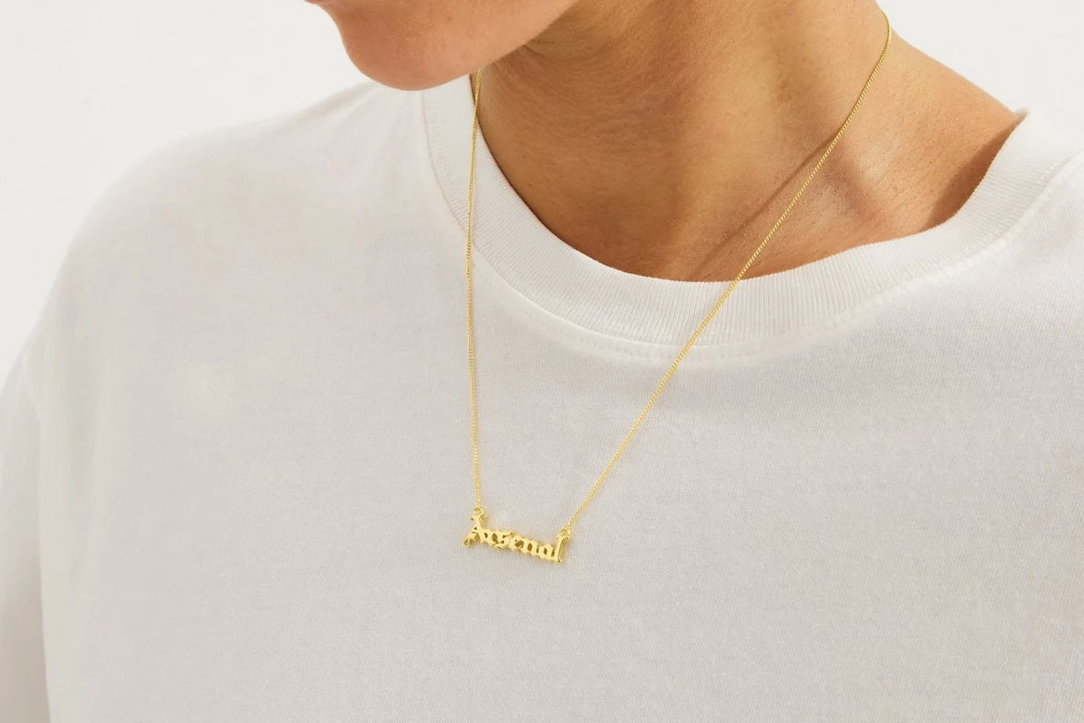 Arsenal 18ct Gold Plated Silver Gothic Text Necklace