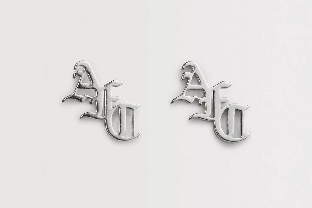 Arsenal Silver Gothic AFC Monogram Earrings