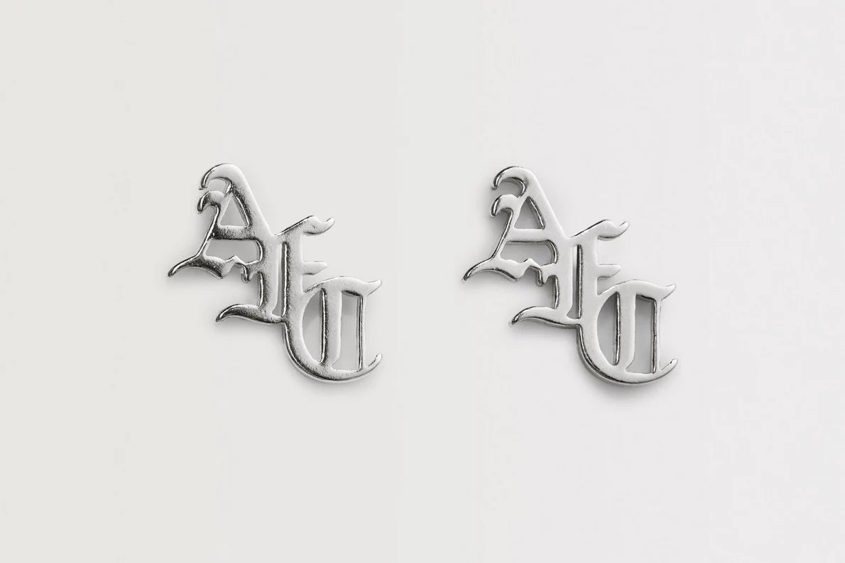 Arsenal Silver Gothic AFC Monogram Earrings
