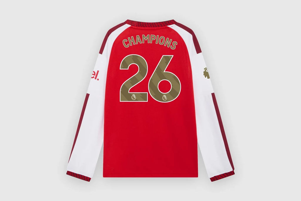 Arsenal adidas Kids Premier League Champions Long Sleeved Home Shirt