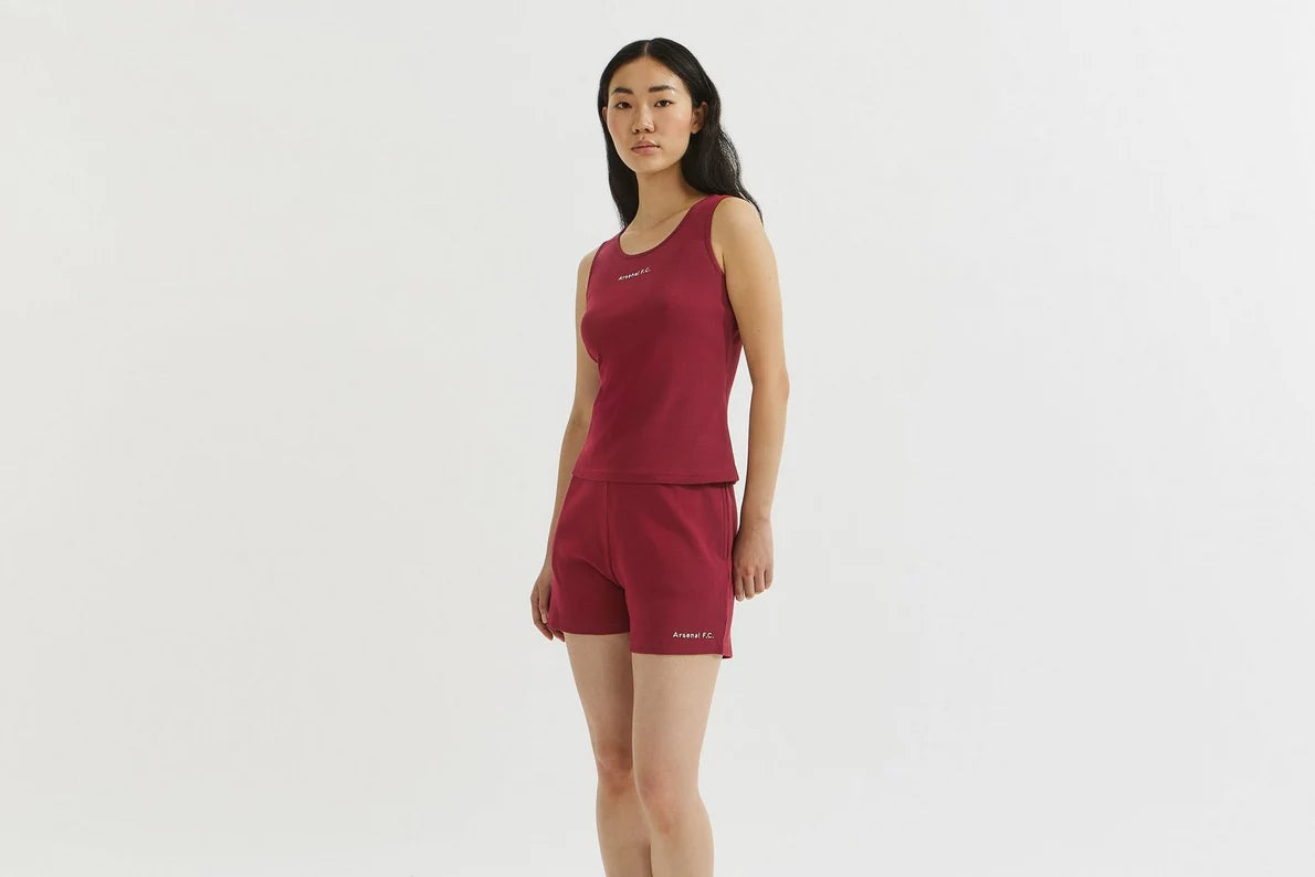 Arsenal Essentials Womens Burgundy Sleeveless Chapman Rib Lounge Short Set