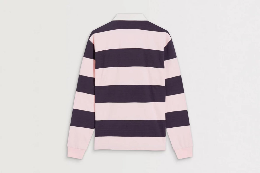 Arsenal Essentials Pink Striped Long Sleeved Rugby Polo Shirt