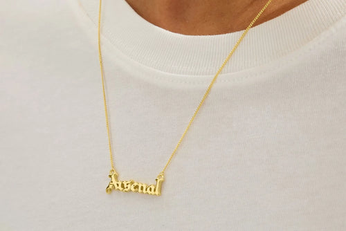 Arsenal 18ct Gold Plated Silver Gothic Text Necklace