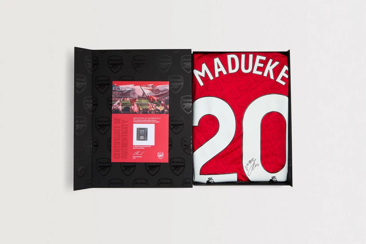 Arsenal 25/26 Home Boxed Signed Shirt MADUEKE