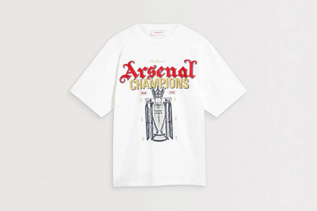 Arsenal Premier League Champions 25/26 White Crew T-Shirt