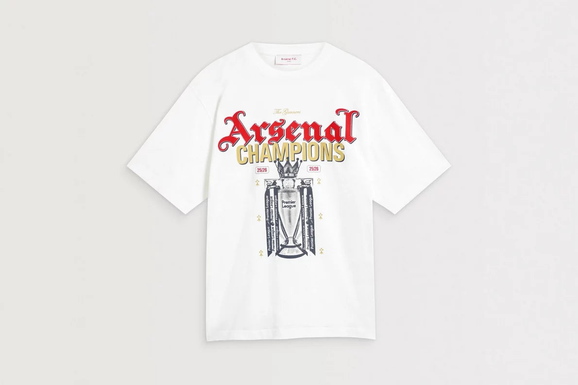 Arsenal Premier League Champions 25/26 White Crew T-Shirt
