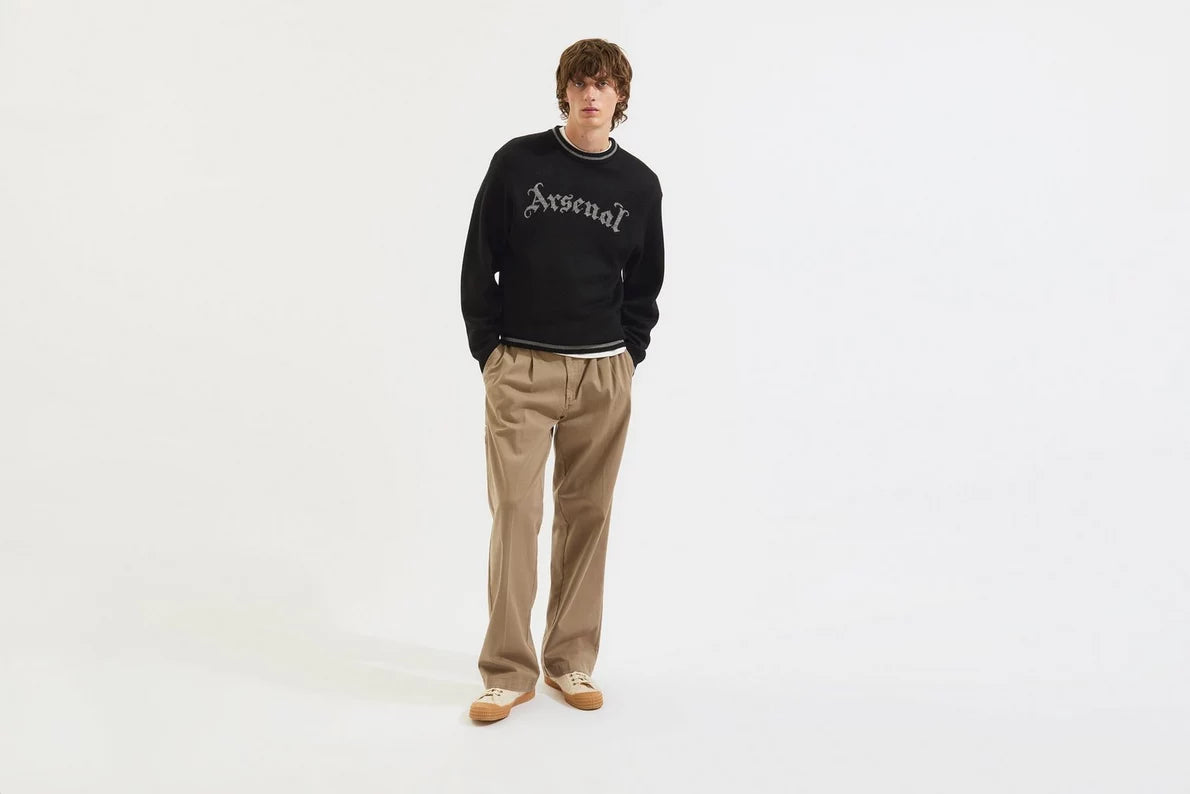 Arsenal Essentials Black Gothic Knitted Crew Jumper