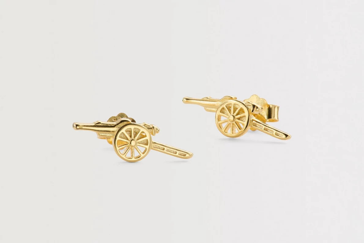 Arsenal 18Ct Gold Plated Silver West Facing Cannon Earrings