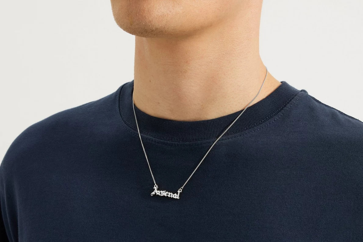 Arsenal Silver Gothic Text Necklace