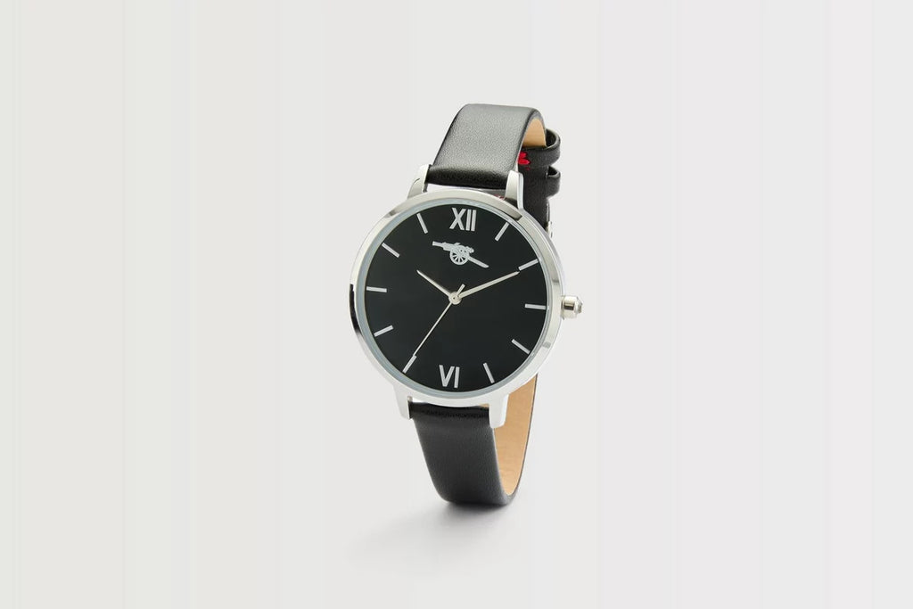 Arsenal Silver Retro Cannon Leather Strap Watch