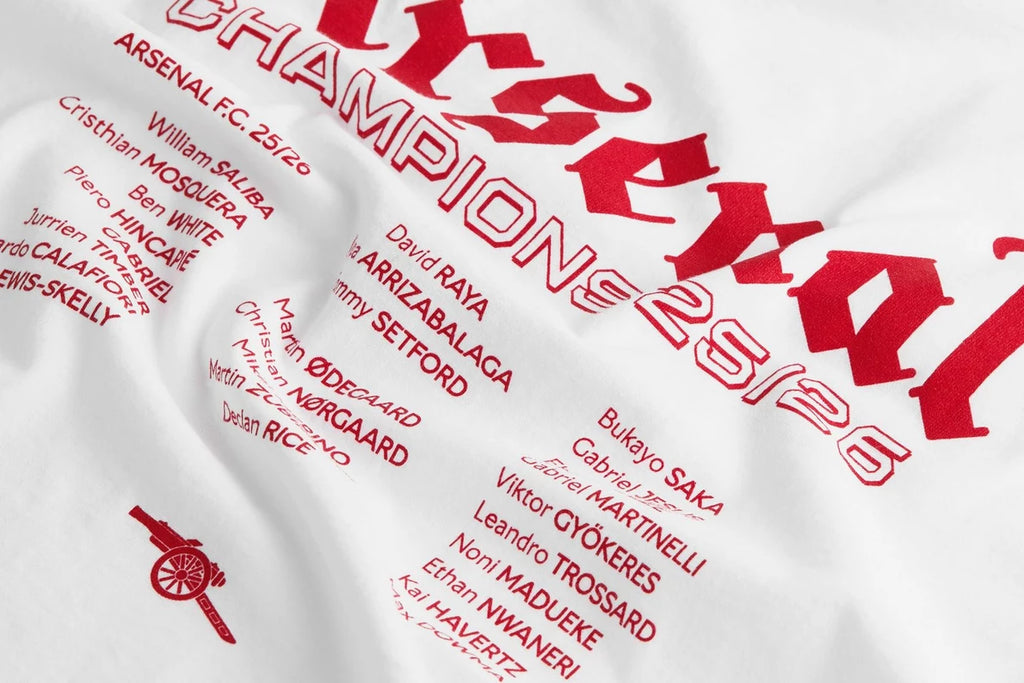 Arsenal Kids Champions Squad 25/26 White Crew T-Shirt