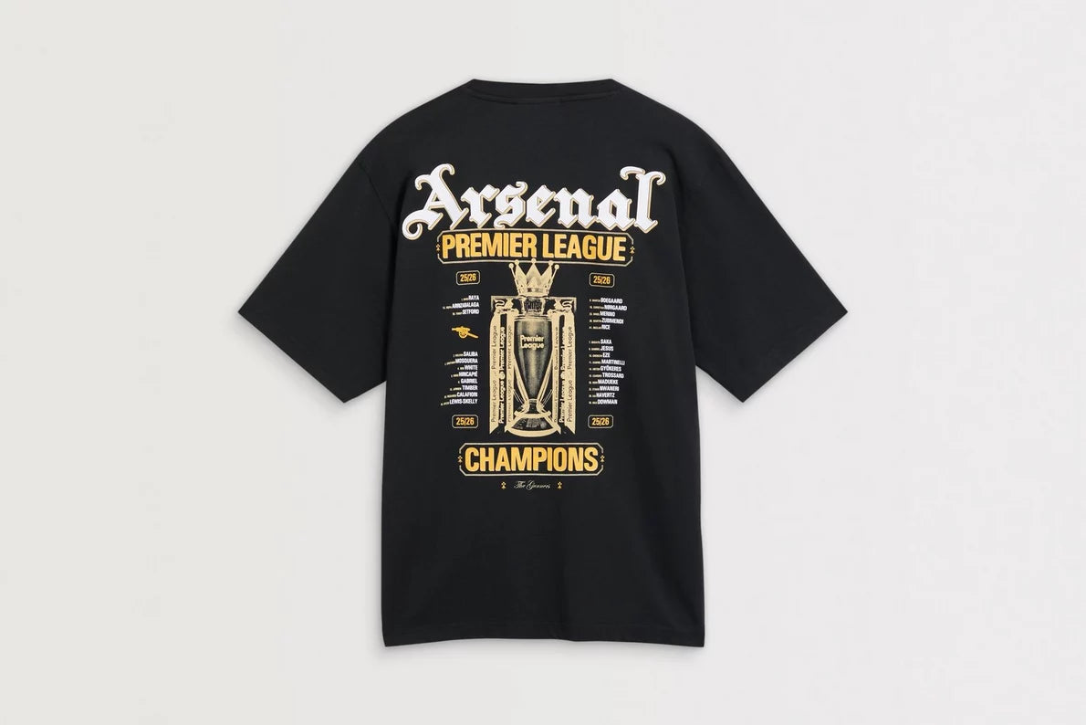 Arsenal Premier League Champions 25/26 Black Crew T-Shirt