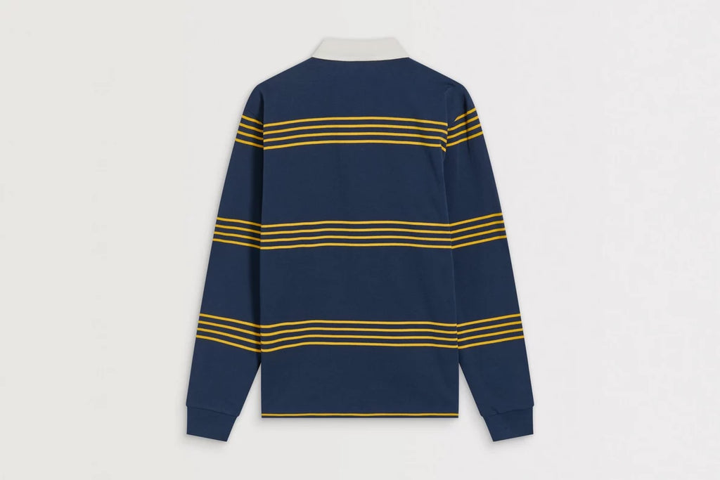Arsenal Essentials Navy Striped Long Sleeved Rugby Polo Shirt