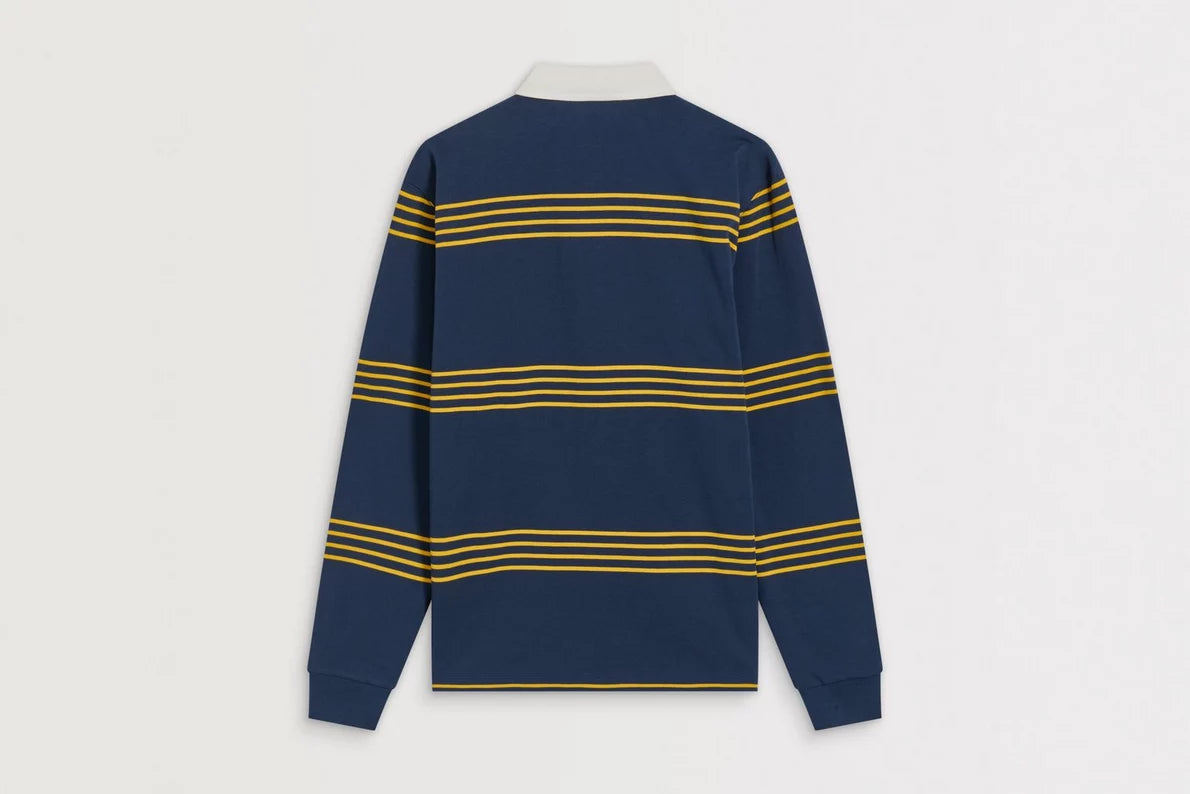 Arsenal Essentials Navy Striped Long Sleeved Rugby Polo Shirt