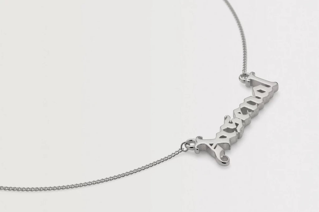 Arsenal Silver Gothic Text Necklace