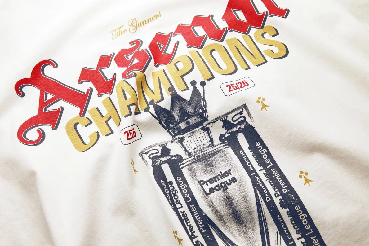 Arsenal Premier League Champions 25/26 White Crew T-Shirt
