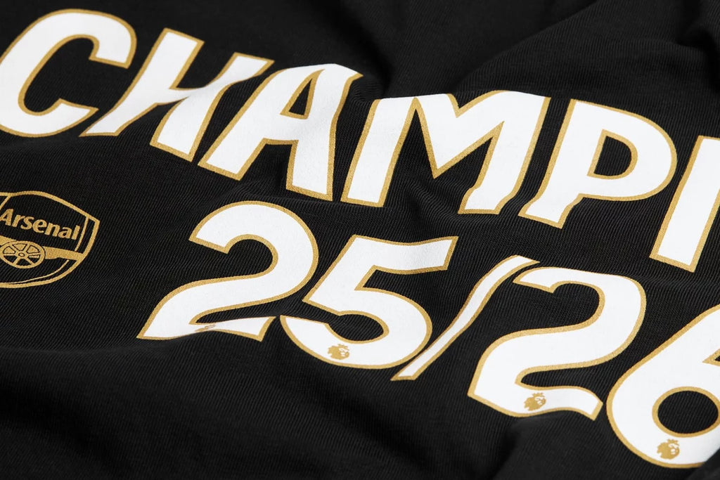 Arsenal Champions 25/26 Black Crew T-Shirt