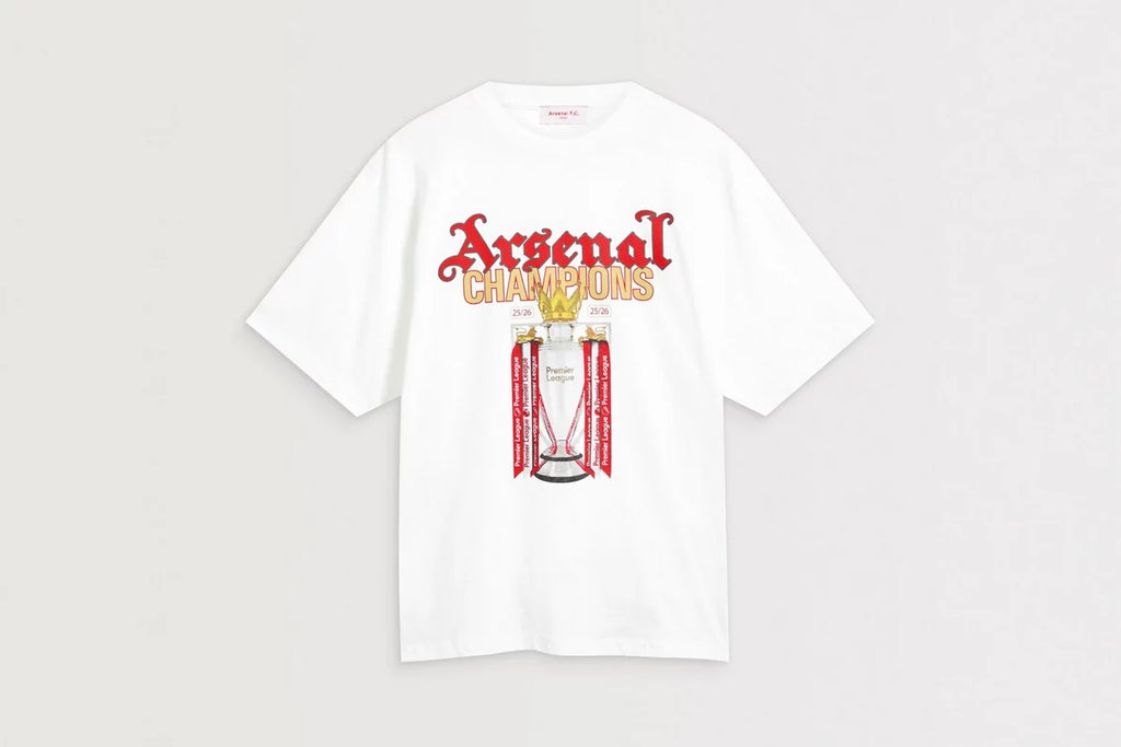 Arsenal Gothic Champions 25/26 White Crew T-Shirt