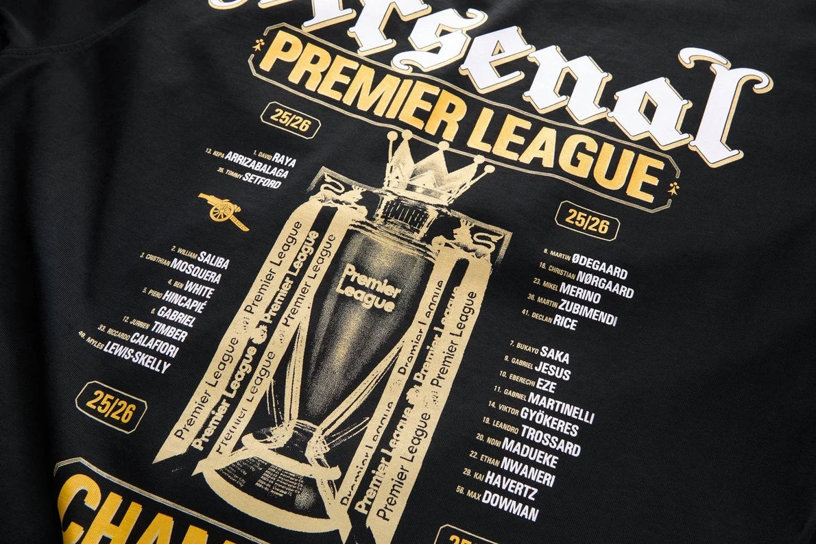 Arsenal Premier League Champions 25/26 Black Crew T-Shirt