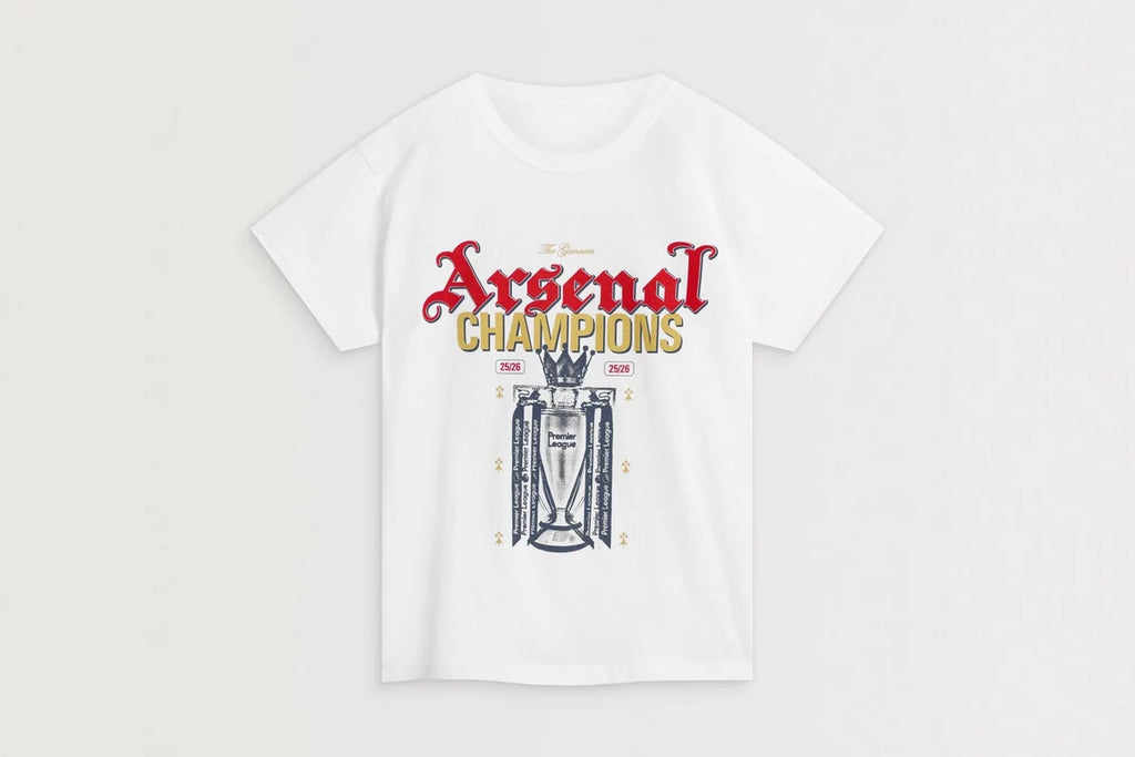 Arsenal Kids Champions Squad 25/26 White Crew T-Shirt