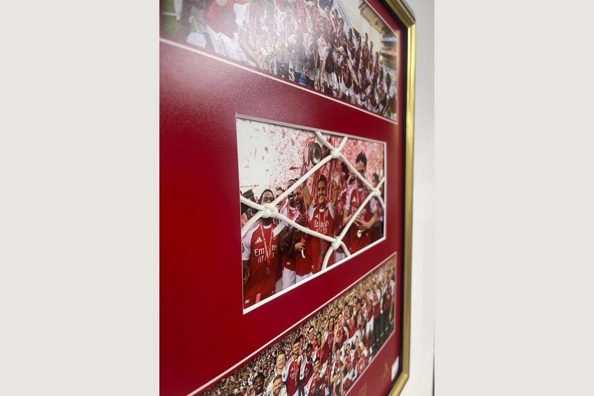 Arsenal 2025/26 Premier League Champions Authentic Goal Net Framed Print