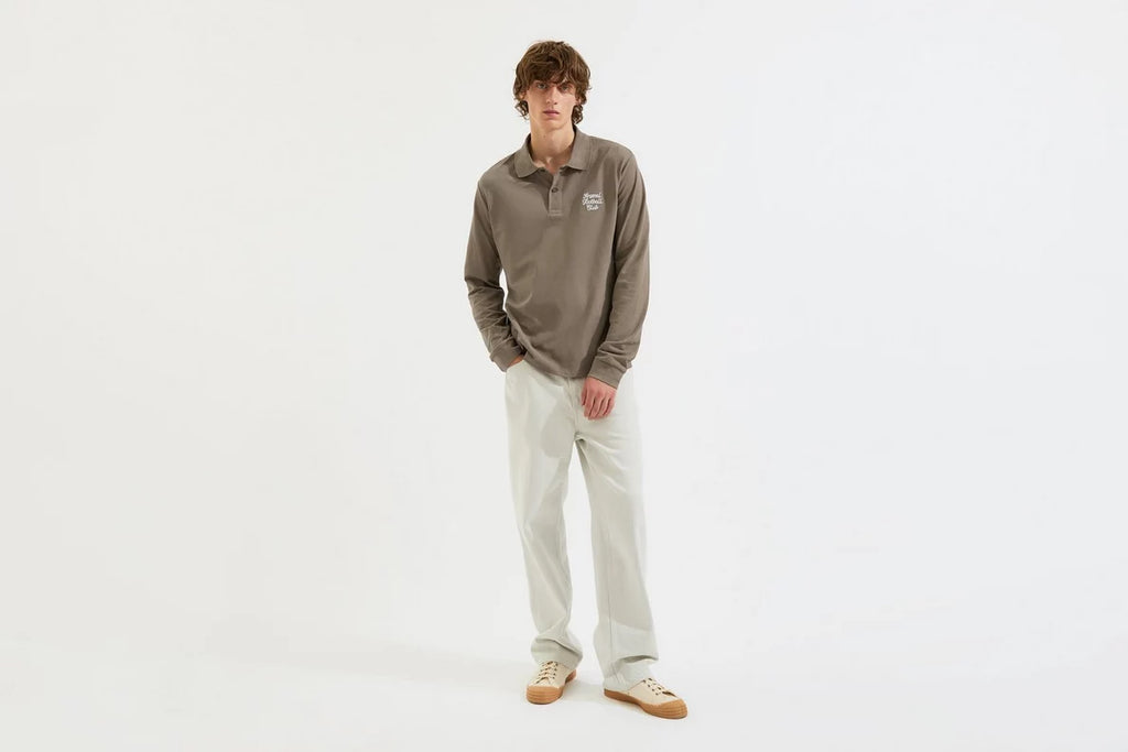 Arsenal Essentials Brown Split Long Sleeved Polo Shirt