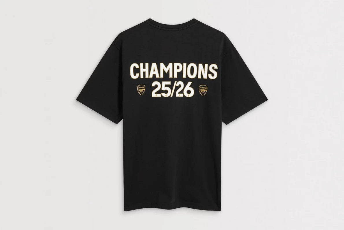 Arsenal Champions 25/26 Black Crew T-Shirt