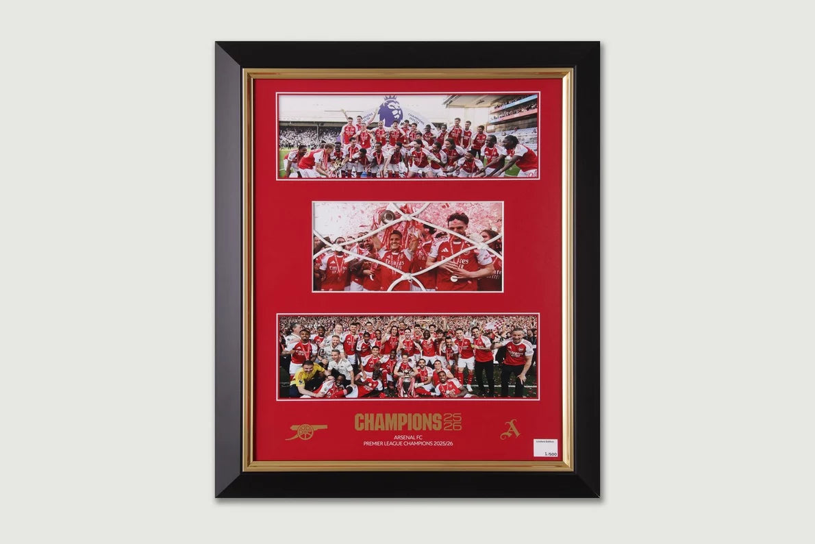 Arsenal 2025/26 Premier League Champions Authentic Goal Net Framed Print