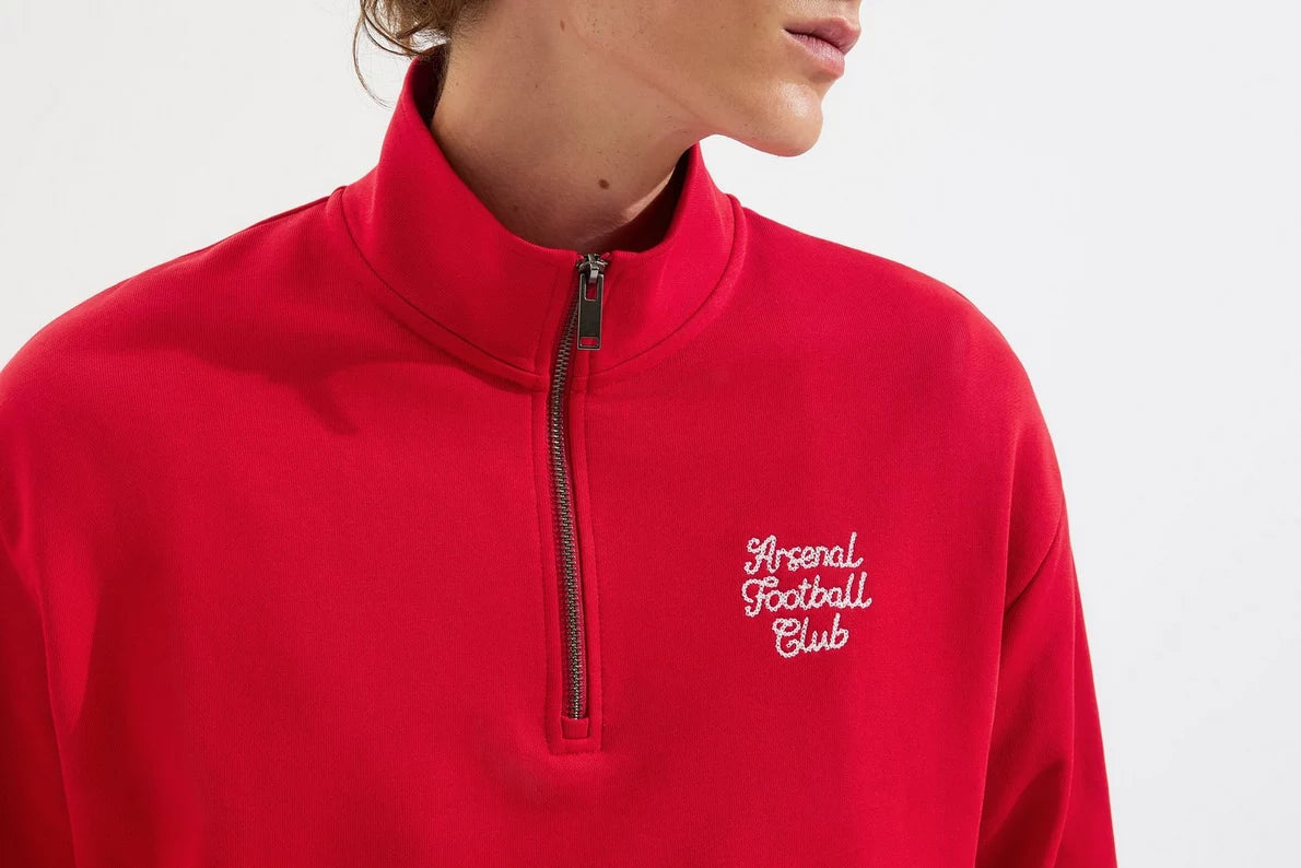 Arsenal Essentials Red Script 1/4 Zip Sweatshirt