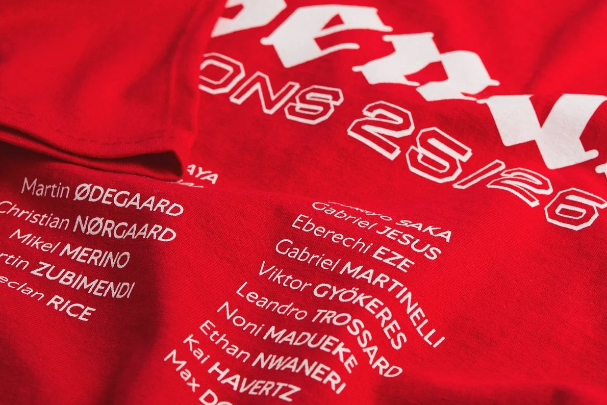 Arsenal Kids Champions Squad 25/26 Red Crew T-Shirt