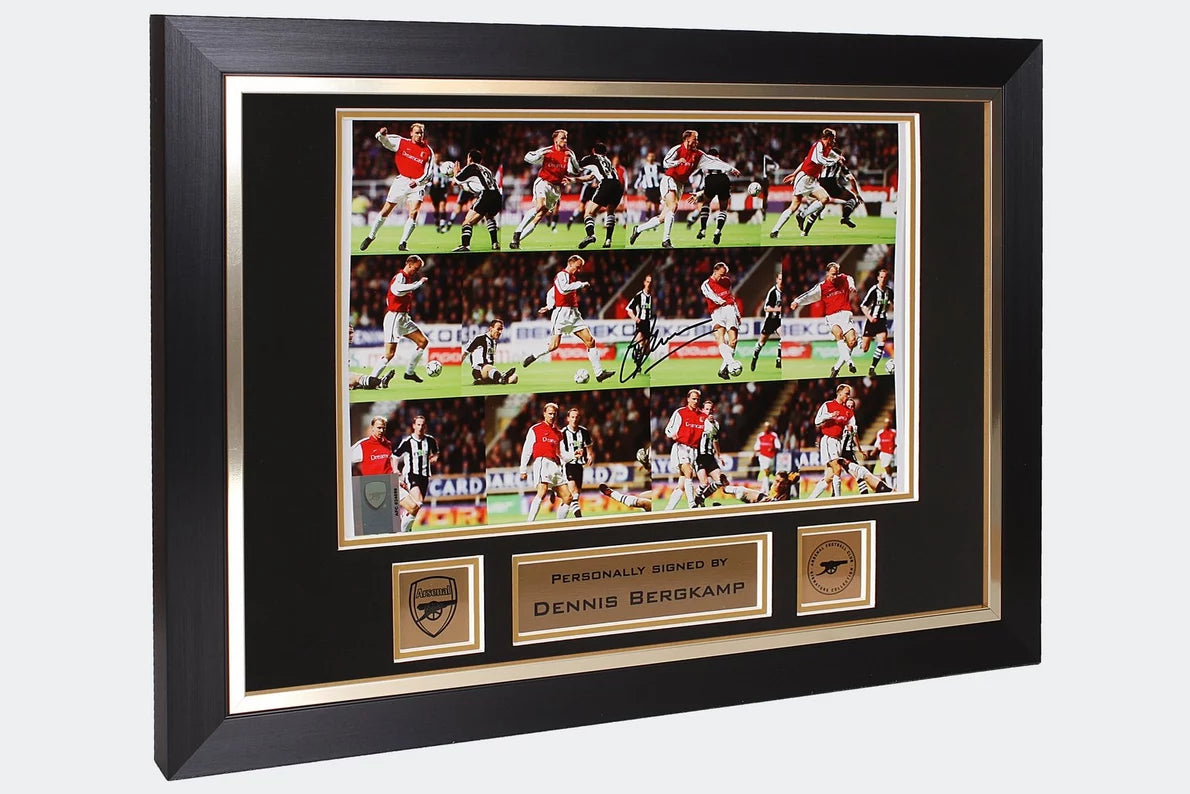 Arsenal Bergkamp Signed Framed Newcastle Turn Photo