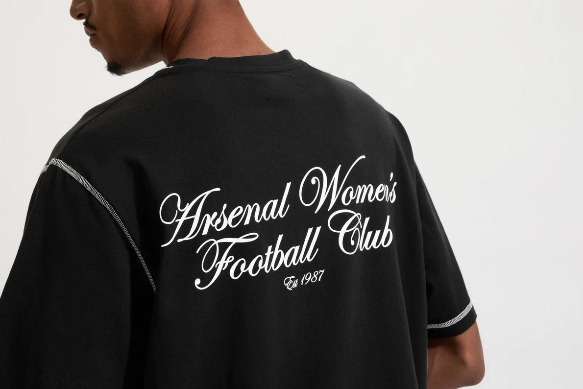 Arsenal AWFC Unisex Black Contrast T-Shirt