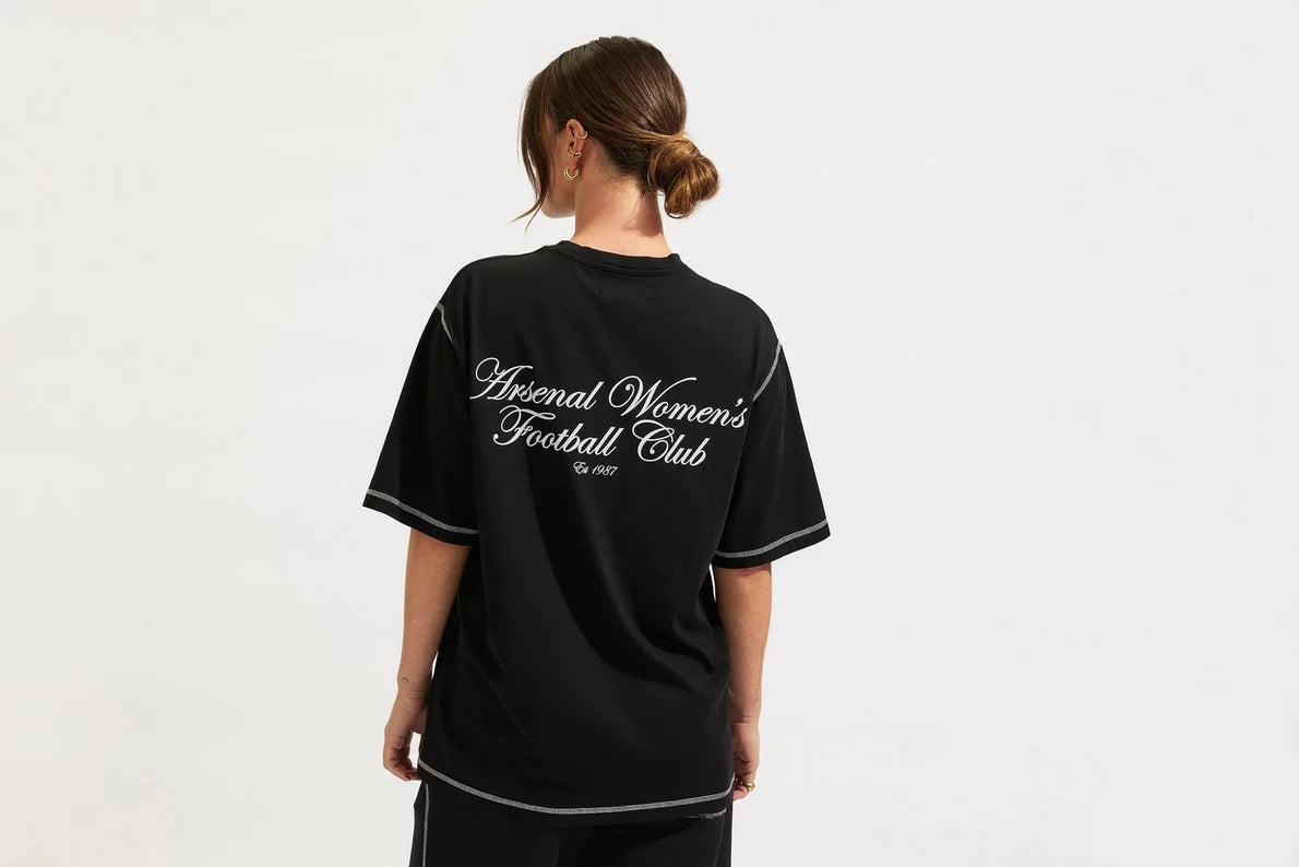 Arsenal AWFC Unisex Black Contrast T-Shirt