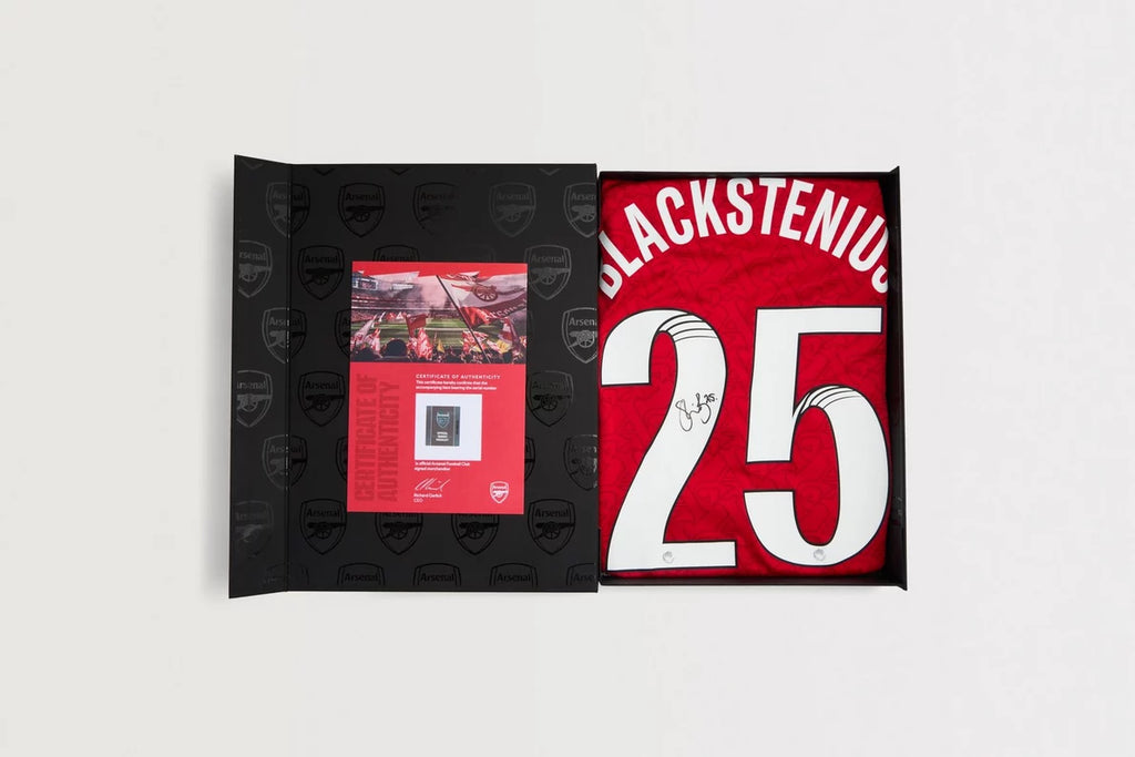 Arsenal 25/26 Home Boxed Signed Shirt BLACKSTENIUS