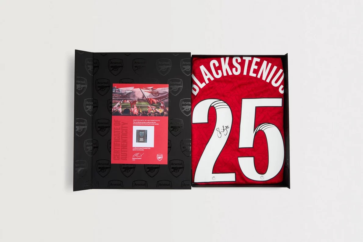 Arsenal 25/26 Home Boxed Signed Shirt BLACKSTENIUS
