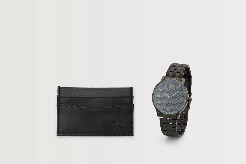Arsenal Black Leather Card Holder and Watch Set