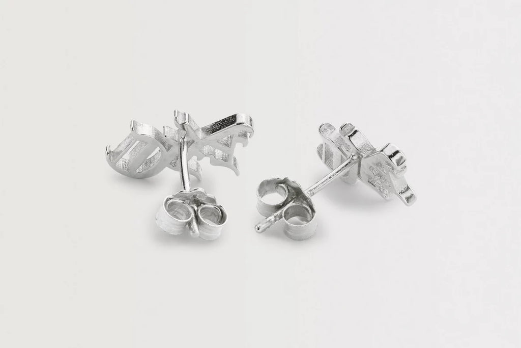 Arsenal Silver Gothic AFC Monogram Earrings