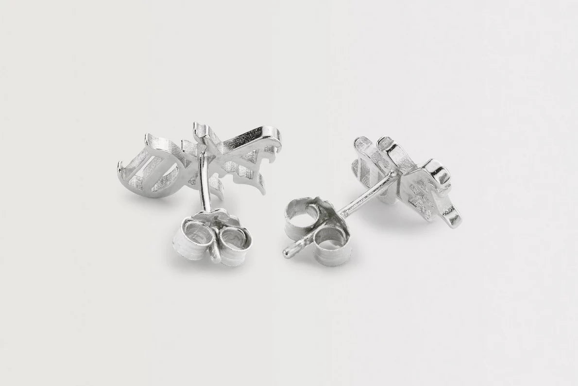 Arsenal Silver Gothic AFC Monogram Earrings