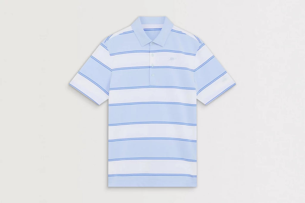 Arsenal adidas Golf Blue Striped Polo Shirt
