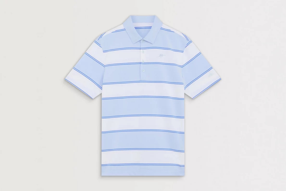 Arsenal adidas Golf Blue Striped Polo Shirt
