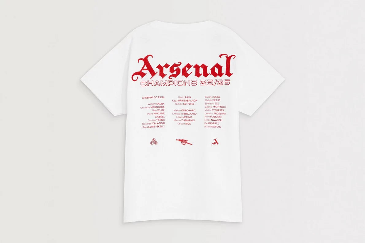 Arsenal Kids Champions Squad 25/26 White Crew T-Shirt