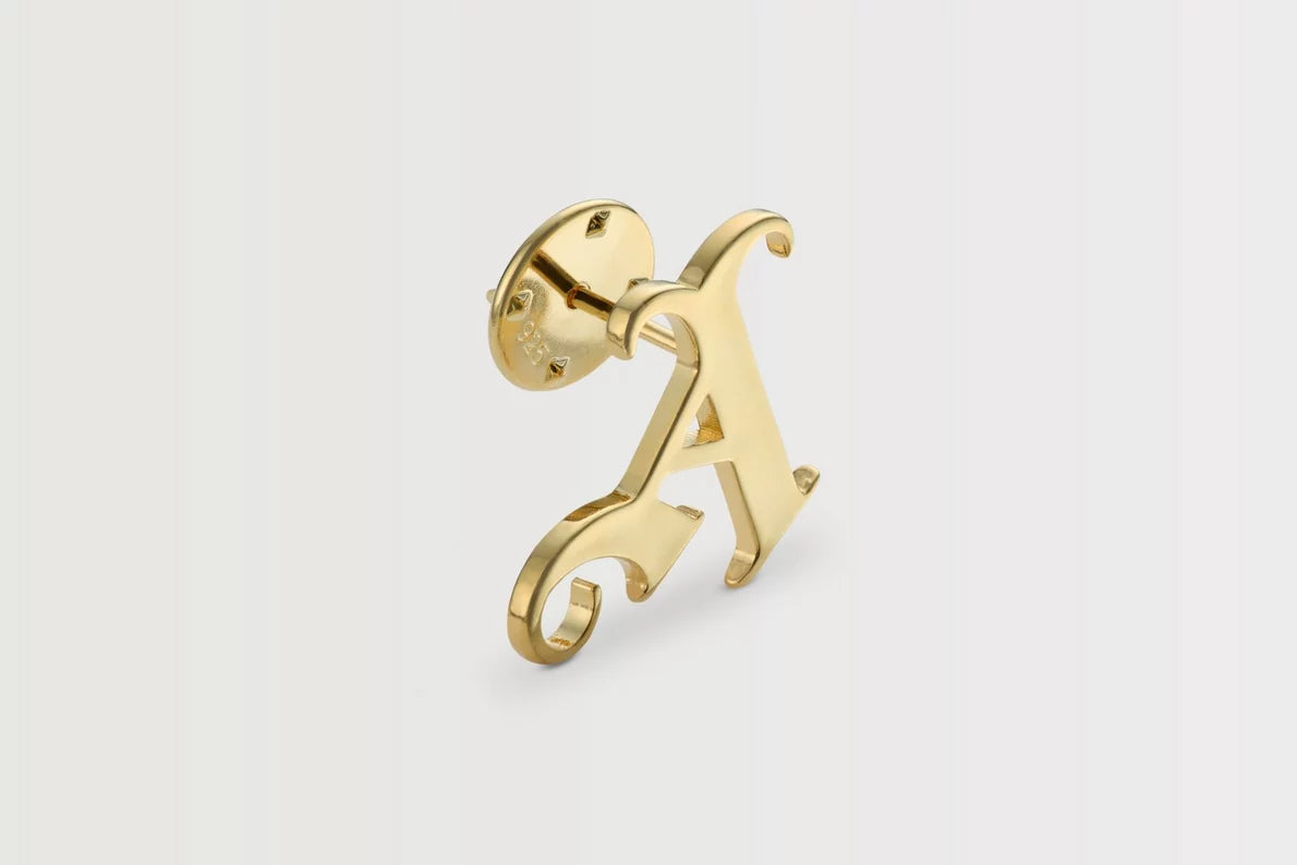 Arsenal 18ct Gold Plated Silver Gothic A Pin Badge